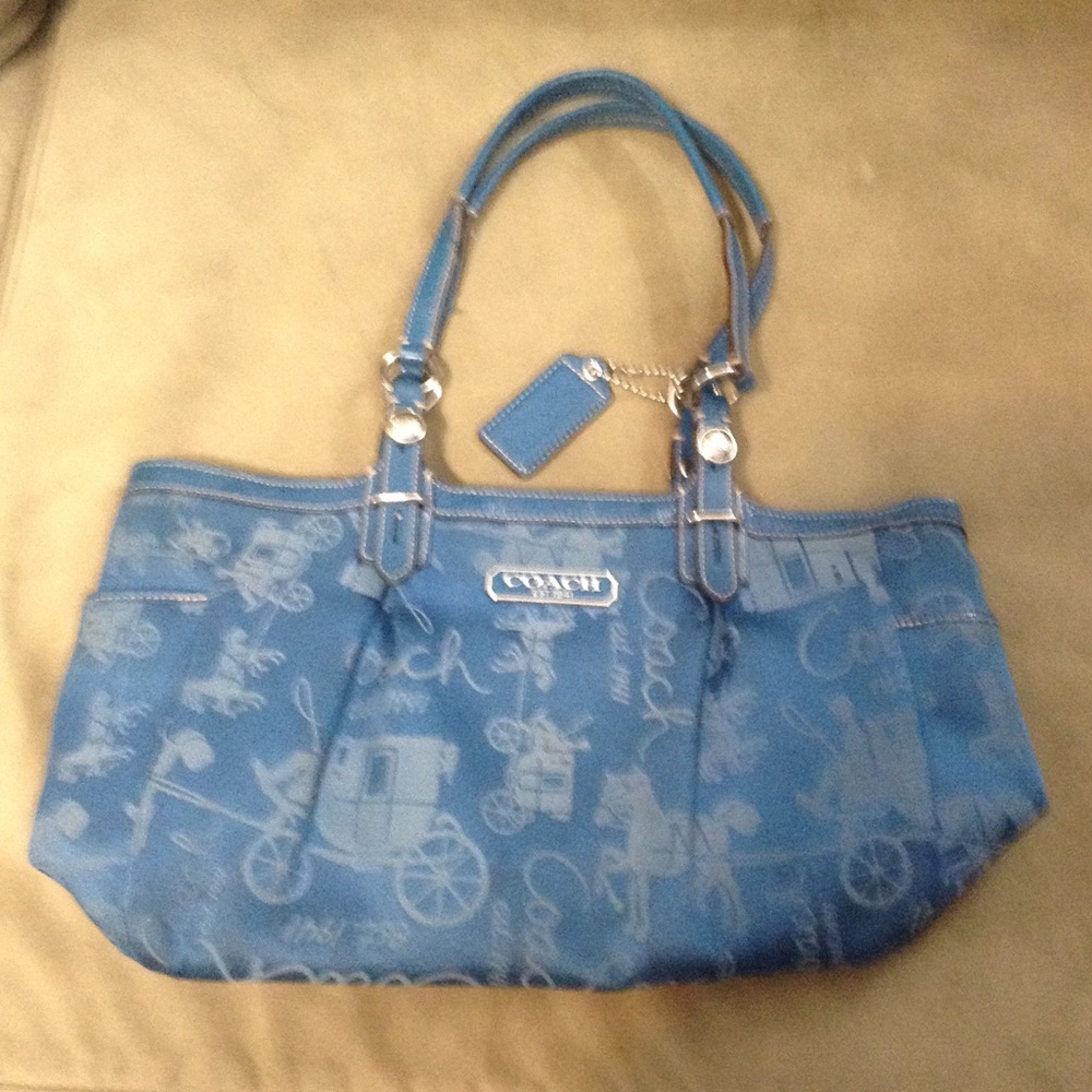 Coach Blue Horse and Carriage Tote